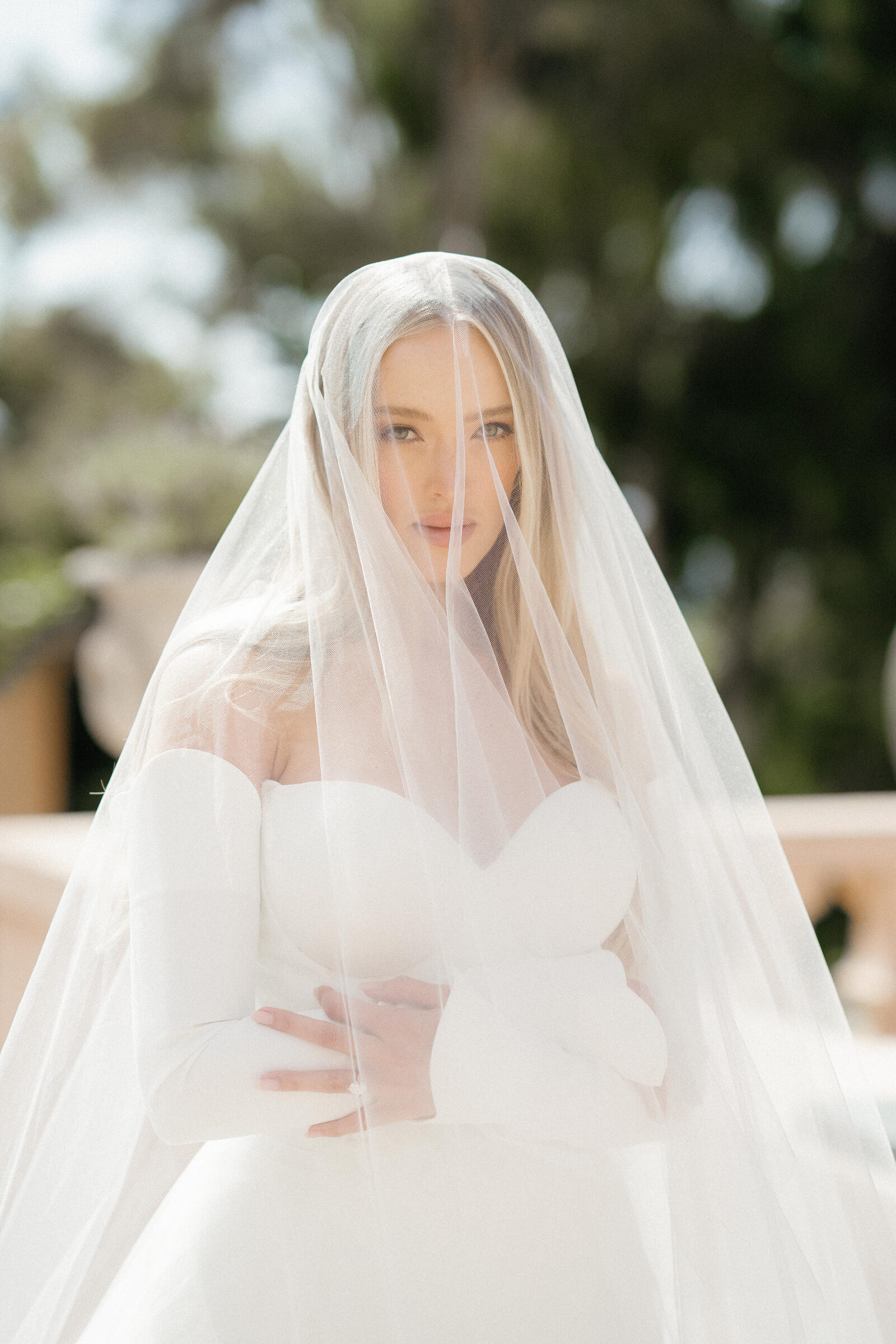 Bride in veil, Music Academy of the West, Montecito