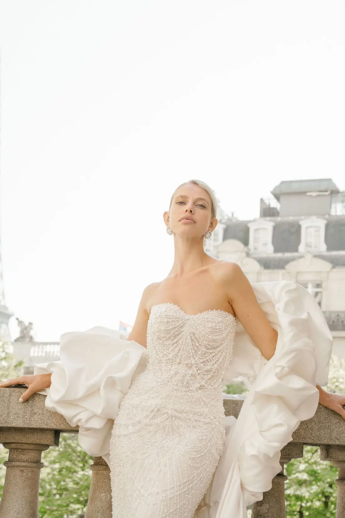 Editorial wedding portrait with the Eiffel Tower, Paris